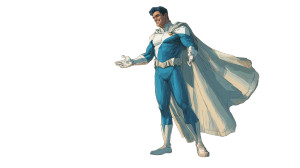 Blue Spandex Hero V3 Vinyl Car Decal Sticker – Waterproof & UV-Resistant 5.4