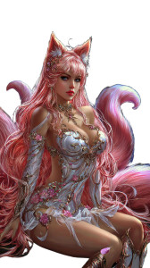 Fantasy Kitsune Girl Vinyl Car Decal Sticker – Waterproof & UV-Resistant 9.706666666666667"