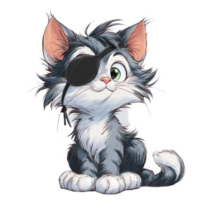 Pirate Kitten Vinyl Car Decal Sticker – Waterproof & UV-Resistant 3.4133333333333336"