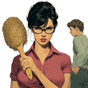 Strict Woman With Hairbrush V3 Vinyl Car Decal Sticker – Waterproof & UV-Resistant 3.4133333333333336" Strict Woman With Hairbrush V3 Vinyl Car Decal Sticker – Waterproof & UV-Resistant 3.4133333333333336"