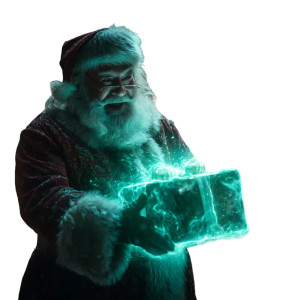 Santa With Magic Present Vinyl Car Decal Sticker – Waterproof & UV-Resistant 3.4133333333333336"