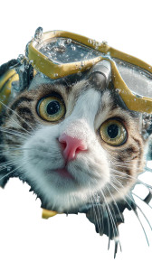Scuba Diving Cat V4 Vinyl Car Decal Sticker – Waterproof & UV-Resistant 9.706666666666667"