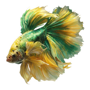 Green-Yellow Betta Vinyl Car Decal Sticker – Waterproof & UV-Resistant 3.4133333333333336"