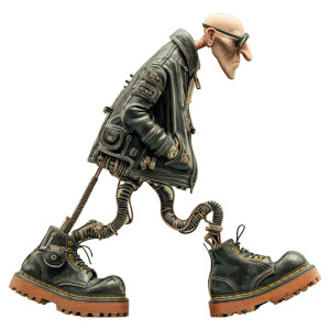 Bald Leather Jacket Man V2 Vinyl Car Decal Sticker – Waterproof & UV-Resistant 3.4133333333333336"