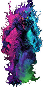 Angry Neon Werewolf Vinyl Car Decal Sticker – Waterproof & UV-Resistant 5.12"