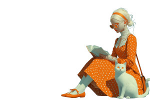 Girl Reading With Cat V2 Vinyl Car Decal Sticker – Waterproof & UV-Resistant 2.986666666666667"