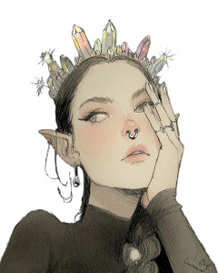 Crystal-Horned Elven Queen Vinyl Car Decal Sticker – Waterproof & UV-Resistant 4.0"