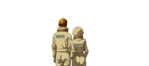 Retro-Futuristic Space Couple V2 Vinyl Car Decal Sticker – Waterproof & UV-Resistant 2.453333333333333"
