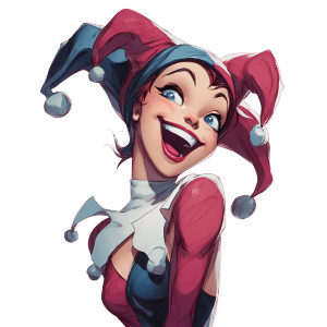 Smiling Jester Portrait Vinyl Car Decal Sticker – Waterproof & UV-Resistant 6.826666666666667"