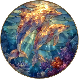 Dolphin Stained Glass Vinyl Car Decal Sticker – Waterproof & UV-Resistant 3.4133333333333336" Dolphin Stained Glass Vinyl Car Decal Sticker – Waterproof & UV-Resistant 3.4133333333333336"