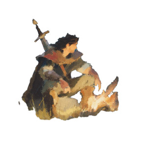 Warrior At Campfire Vinyl Car Decal Sticker – Waterproof & UV-Resistant 6.826666666666667"