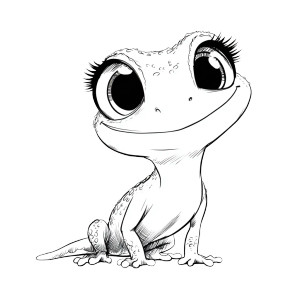 Cute Gecko Drawing Vinyl Car Decal Sticker – Waterproof & UV-Resistant 3.4133333333333336"