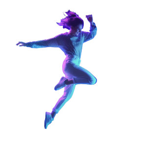 Jumping Neon Woman Vinyl Car Decal Sticker – Waterproof & UV-Resistant 6.826666666666667"