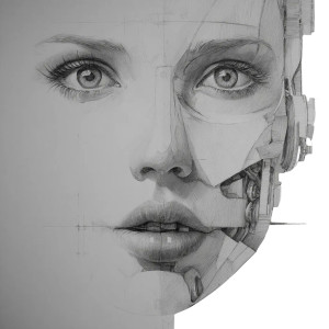 Human-Robot Hybrid Vinyl Car Decal Sticker – Waterproof & UV-Resistant 3.4133333333333336"