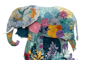 Floral Elephant Art V2 Vinyl Car Decal Sticker – Waterproof & UV-Resistant 2.986666666666667"