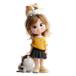 Cat Girl Character Vinyl Car Decal Sticker – Waterproof & UV-Resistant 3.4133333333333336"