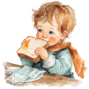 Little Boy Eating Bread Vinyl Car Decal Sticker – Waterproof & UV-Resistant 3.4133333333333336"