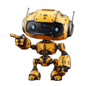 Cartoon Robot Pointing Vinyl Car Decal Sticker – Waterproof & UV-Resistant 6.826666666666667"