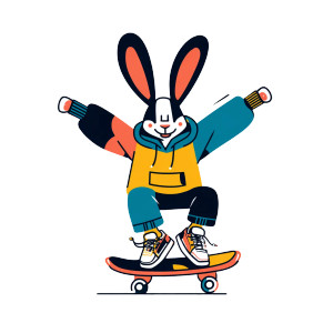 Skateboarding Rabbit V4 Vinyl Car Decal Sticker – Waterproof & UV-Resistant 3.4133333333333336"