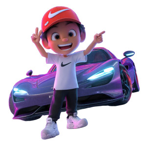 Cartoon Boy With Car Vinyl Car Decal Sticker – Waterproof & UV-Resistant 3.4133333333333336"