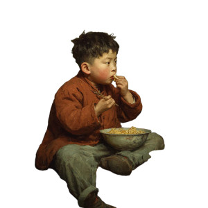 Boy Eating Vinyl Car Decal Sticker – Waterproof & UV-Resistant 3.4133333333333336"