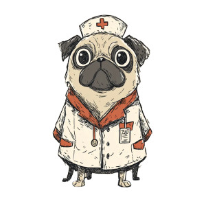 Pug Nurse Vinyl Car Decal Sticker – Waterproof & UV-Resistant 6.826666666666667"