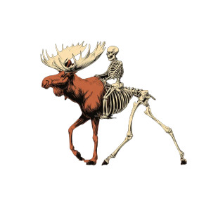 Skeleton Riding Moose Vinyl Car Decal Sticker – Waterproof & UV-Resistant 3.4133333333333336"