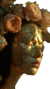 Ethereal Golden Mask Vinyl Car Decal Sticker – Waterproof & UV-Resistant 9.706666666666667"