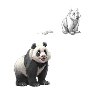 Drawing Panda Guide Vinyl Car Decal Sticker – Waterproof & UV-Resistant 3.4133333333333336"