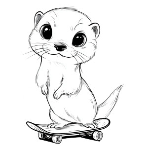Cute Otter Skateboard Vinyl Car Decal Sticker – Waterproof & UV-Resistant 3.4133333333333336"