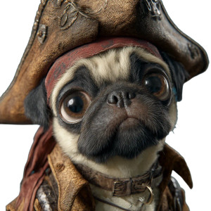 Skinny Pug Pirate Vinyl Car Decal Sticker – Waterproof & UV-Resistant 3.4133333333333336"