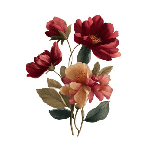 Vintage Stylized Flowers Vinyl Car Decal Sticker – Waterproof & UV-Resistant 3.4133333333333336"