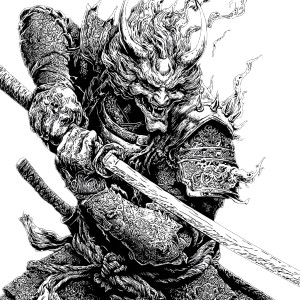 Samurai Demon Design Vinyl Car Decal Sticker – Waterproof & UV-Resistant 3.4133333333333336"