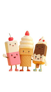 Ice Cream Characters V2 Vinyl Car Decal Sticker – Waterproof & UV-Resistant 4.8533333333333335"