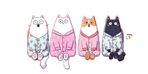 Cartoon Cats Lounging Vinyl Car Decal Sticker – Waterproof & UV-Resistant 2.56"