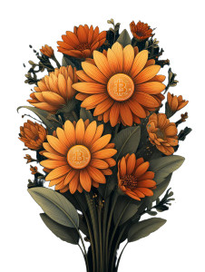 Bitcoin Flower Bouquet Vinyl Car Decal Sticker – Waterproof & UV-Resistant 8.213333333333333"