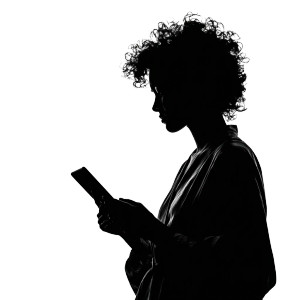 Silhouette With Tablet Vinyl Car Decal Sticker – Waterproof & UV-Resistant 6.826666666666667"