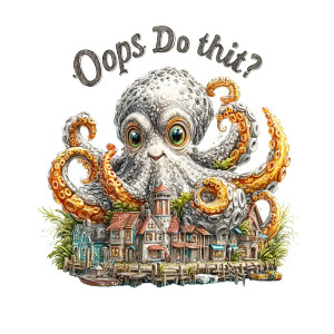 Cheerful Octopus Village Vinyl Car Decal Sticker – Waterproof & UV-Resistant 3.4133333333333336"