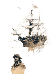 Pirate Captain Sketch Vinyl Car Decal Sticker – Waterproof & UV-Resistant 4.1066666666666665"