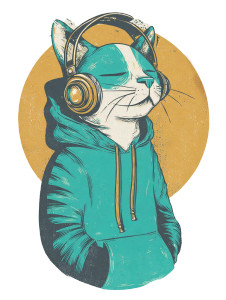 Jazz Cat Poster Vinyl Car Decal Sticker – Waterproof & UV-Resistant 8.213333333333333"