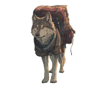 Wolf With Backpack Vinyl Car Decal Sticker – Waterproof & UV-Resistant 3.4133333333333336"