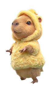 Capybara In Chick Costume Vinyl Car Decal Sticker – Waterproof & UV-Resistant 9.706666666666667"