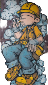 Graffiti Construction Worker Vinyl Car Decal Sticker – Waterproof & UV-Resistant 4.8533333333333335"