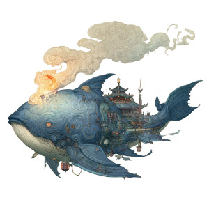 Shanhaijing Cyber Whale Vinyl Car Decal Sticker – Waterproof & UV-Resistant 3.4133333333333336"