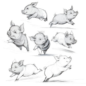 Running Pig Sketches Vinyl Car Decal Sticker – Waterproof & UV-Resistant 3.4133333333333336"