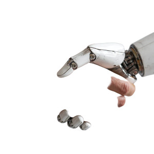 Human-Robot Handshake V7 Vinyl Car Decal Sticker – Waterproof & UV-Resistant 3.4133333333333336"