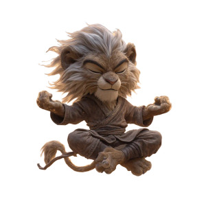 Zen Lion Monk Vinyl Car Decal Sticker – Waterproof & UV-Resistant 3.4133333333333336"