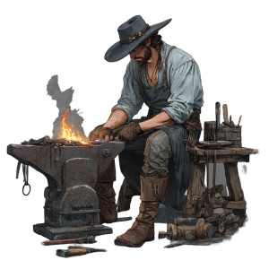 Cowboy Blacksmith Vinyl Car Decal Sticker – Waterproof & UV-Resistant 3.4133333333333336" Cowboy Blacksmith Vinyl Car Decal Sticker – Waterproof & UV-Resistant 3.4133333333333336"