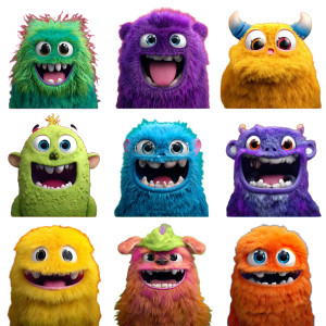 Colorful Monster Mascots Vinyl Car Decal Sticker – Waterproof & UV-Resistant 6.826666666666667"
