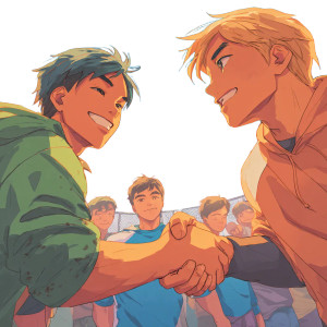 Anime Friends Handshake Vinyl Car Decal Sticker – Waterproof & UV-Resistant 3.4133333333333336"